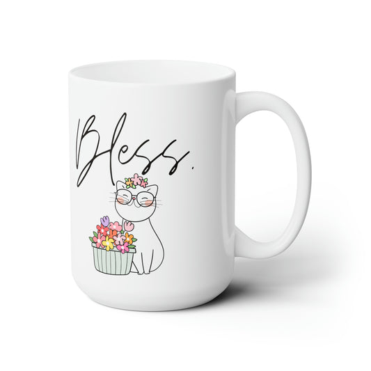 Bless. Cat Flowers (Ceramic Mug 15oz)