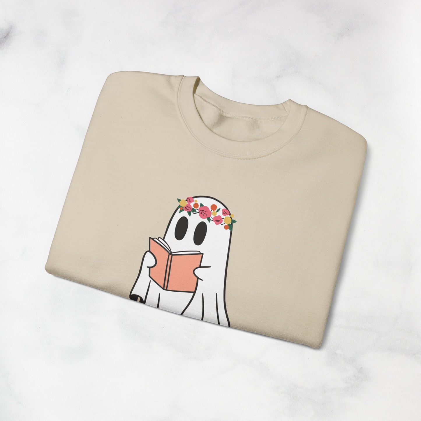 Ghosty Reading - Floral Crown Crewneck Sweatshirt