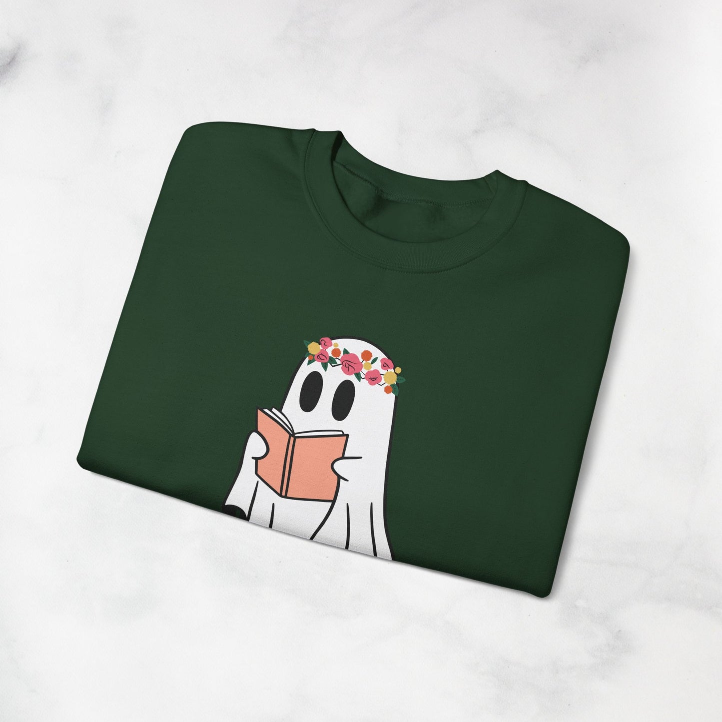 Ghosty Reading - Floral Crown Crewneck Sweatshirt