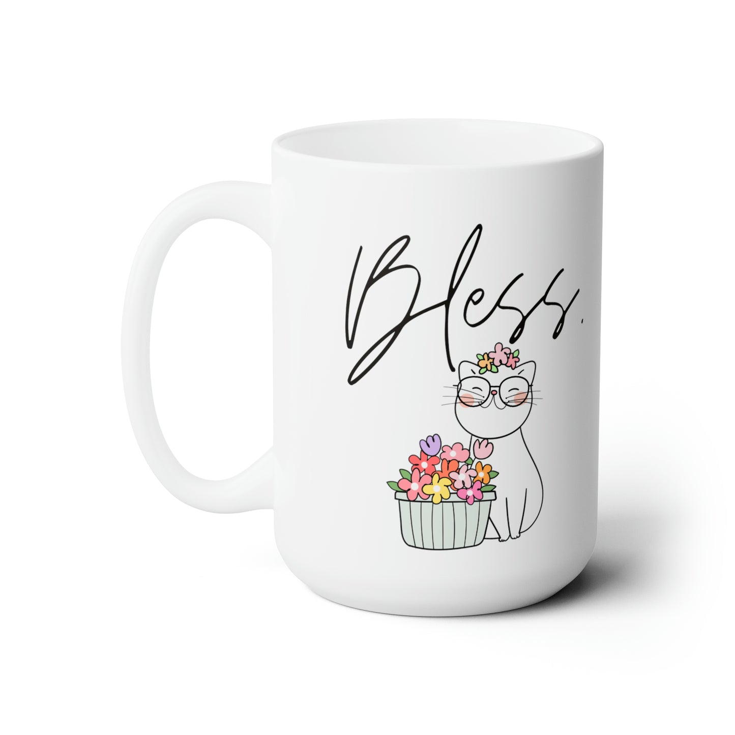 Bless. Cat Flowers (Ceramic Mug 15oz)