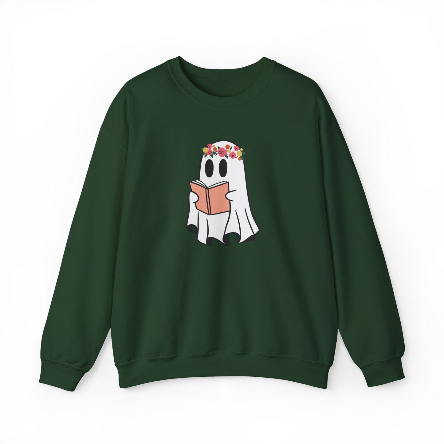 Ghosty Reading - Floral Crown Crewneck Sweatshirt
