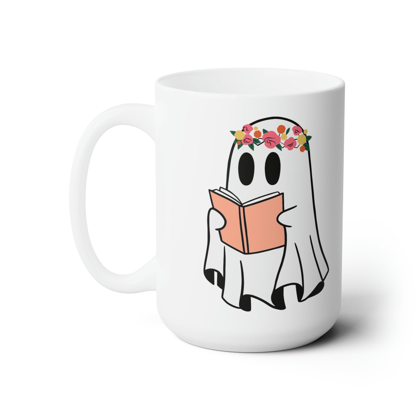 Ghosty Reading - Floral Crown (Ceramic Mug 15oz)
