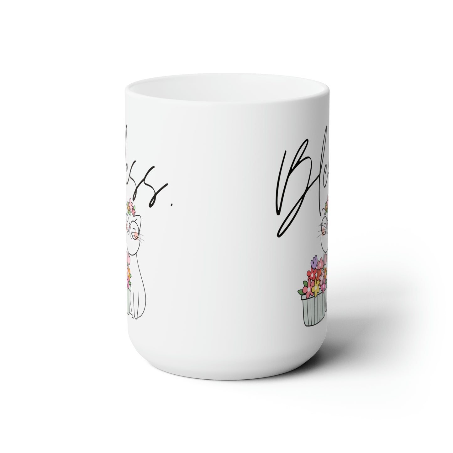 Bless. Cat Flowers (Ceramic Mug 15oz)
