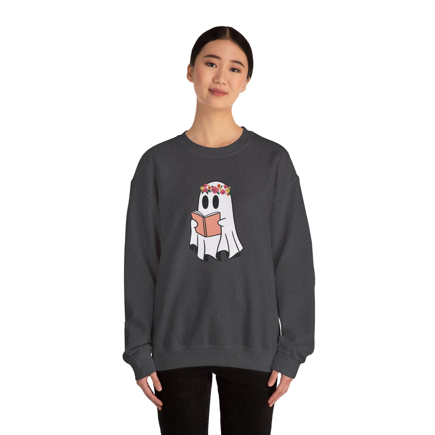Ghosty Reading - Floral Crown Crewneck Sweatshirt