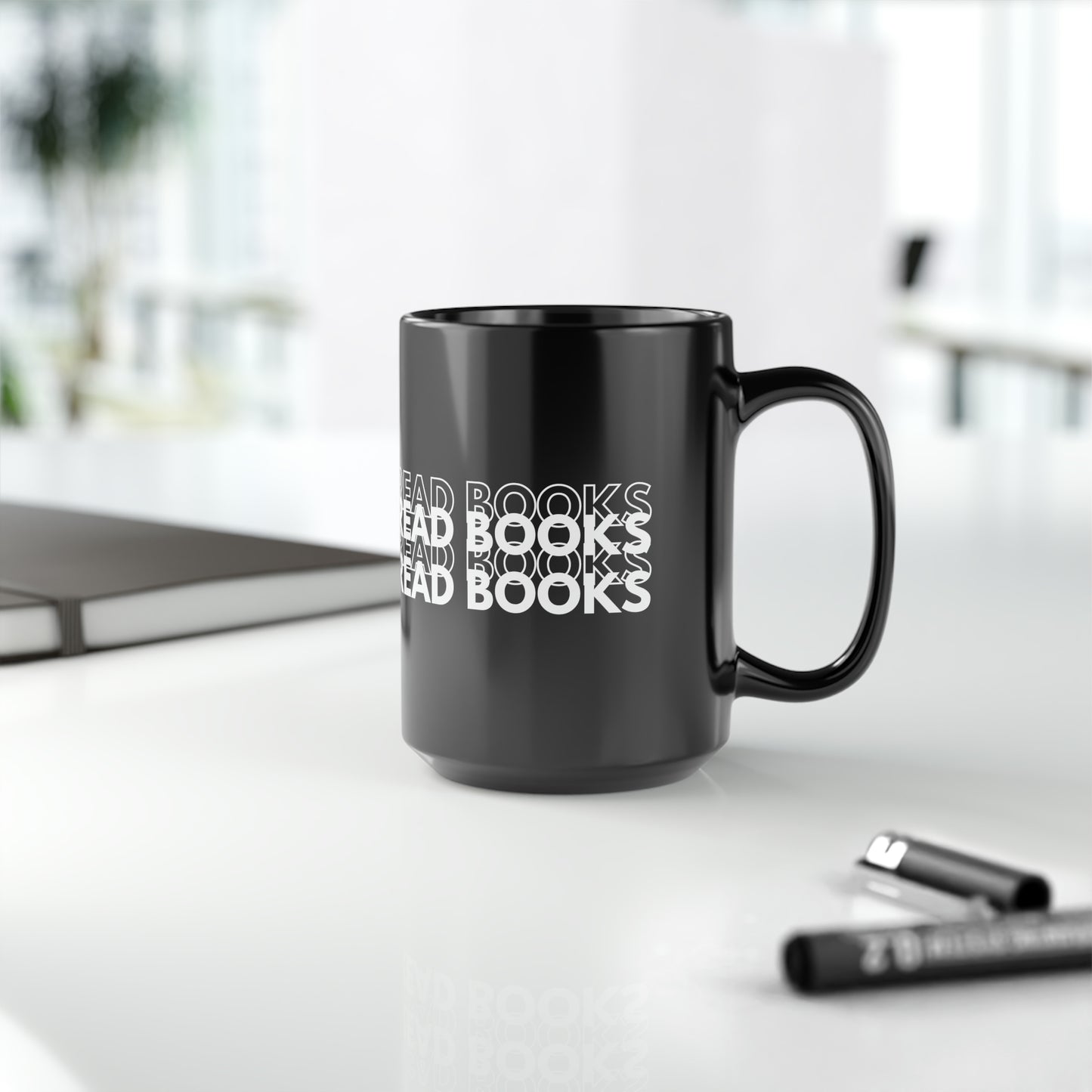 Read Books (Black Ceramic Mug, 15oz)