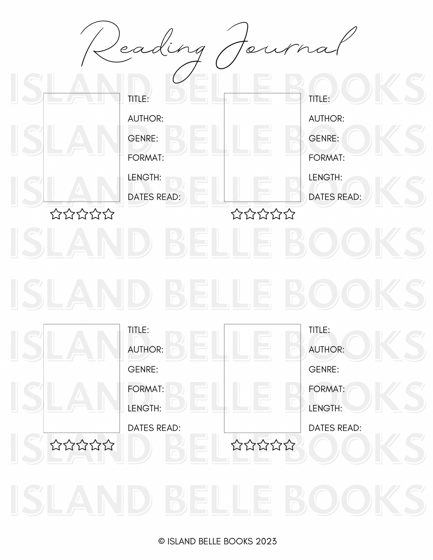 Printable Reading Journal (digital download)