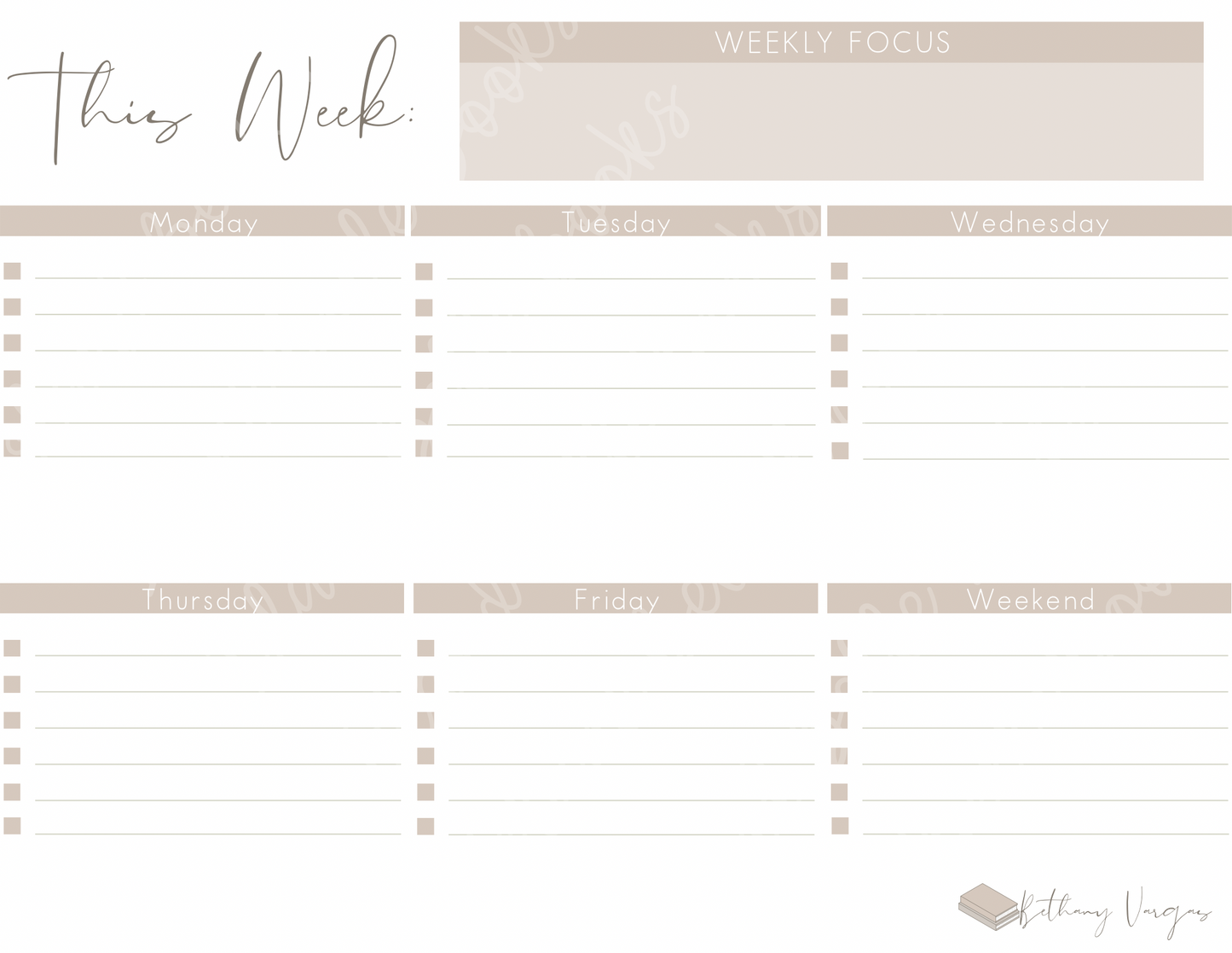 Printable Weekly Planner Sheets