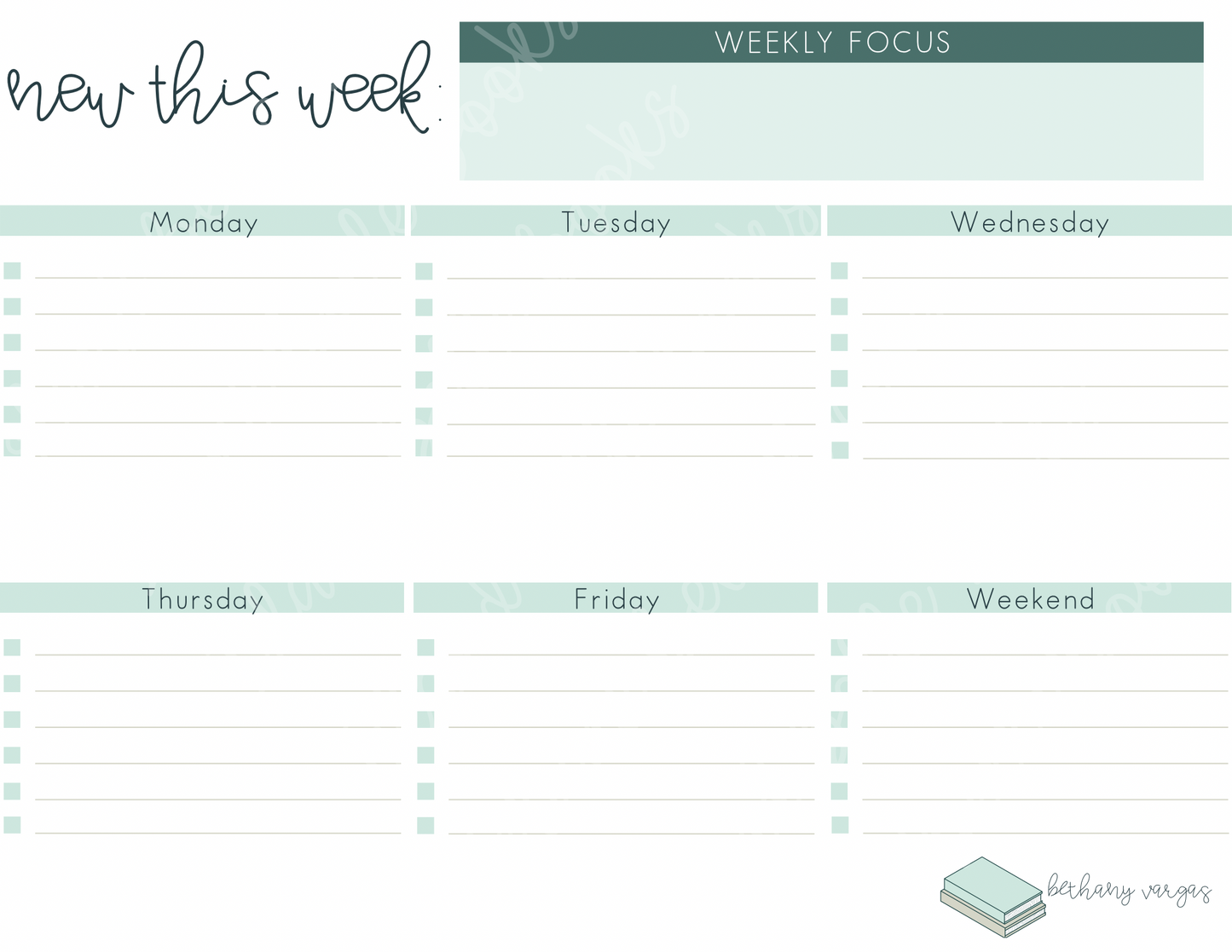 Printable Weekly Planner Sheets