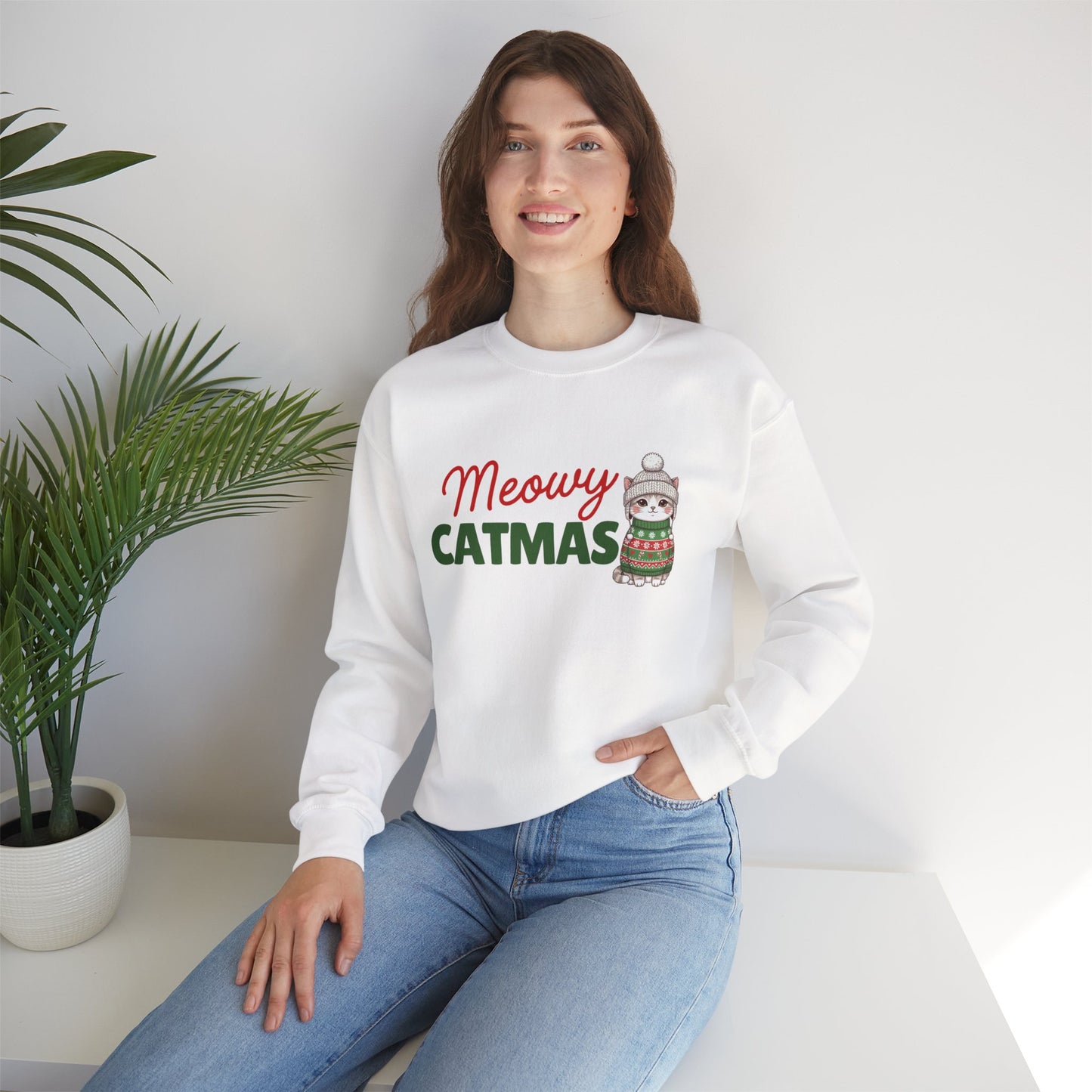 Meowy Catmas Sweatshirt — Cute Holiday Cat Christmas Crewneck