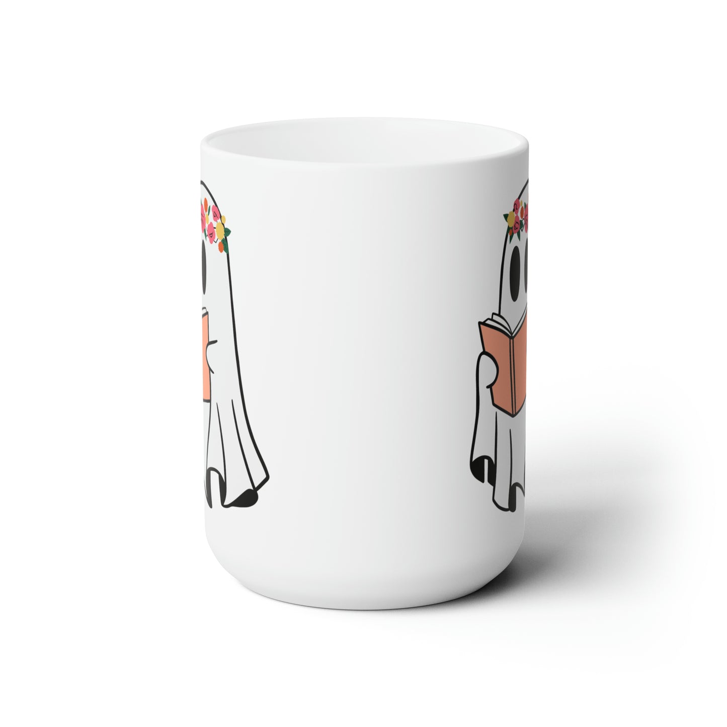 Ghosty Reading - Floral Crown (Ceramic Mug 15oz)