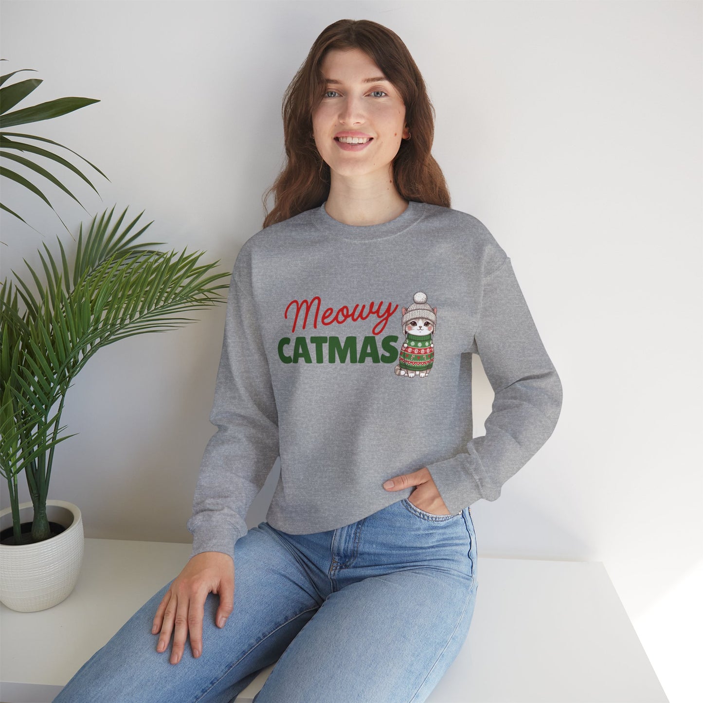 Meowy Catmas Sweatshirt — Cute Holiday Cat Christmas Crewneck