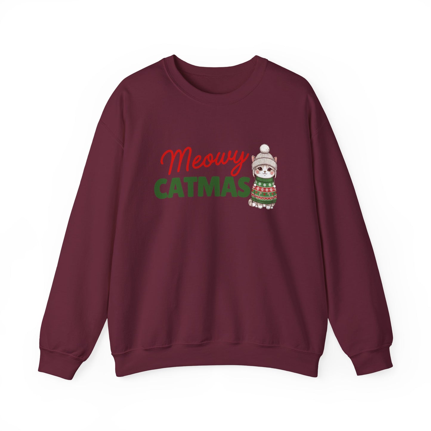 Meowy Catmas Sweatshirt — Cute Holiday Cat Christmas Crewneck