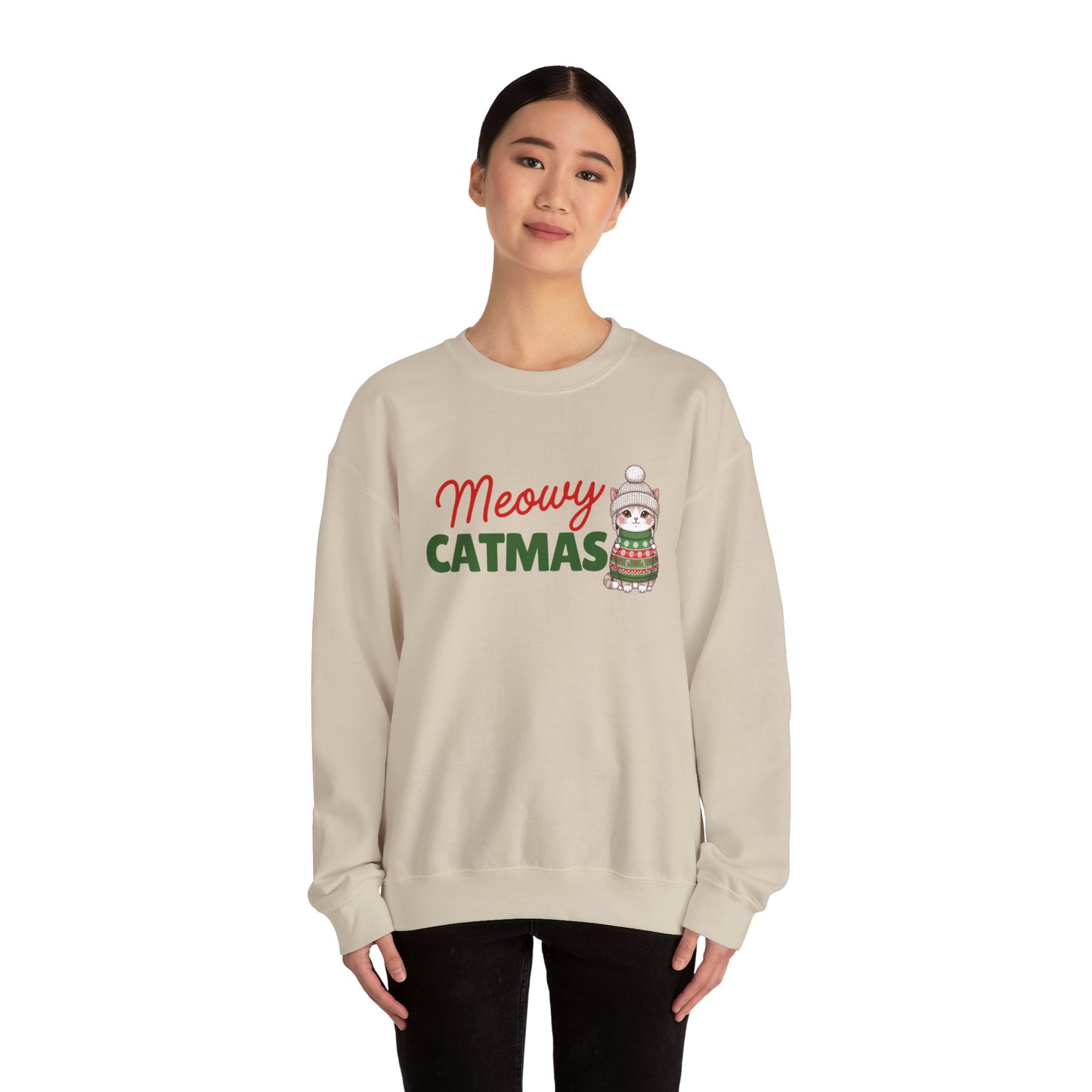 Meowy Catmas Sweatshirt — Cute Holiday Cat Christmas Crewneck