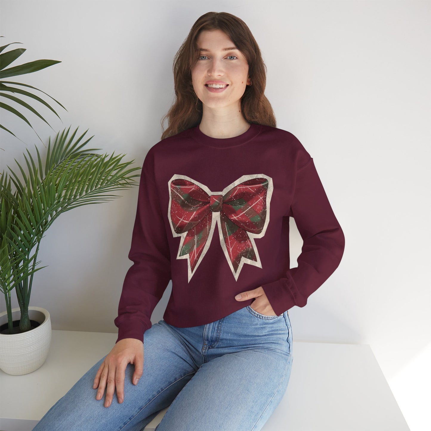 Plaid Holiday Bow Sweatshirt