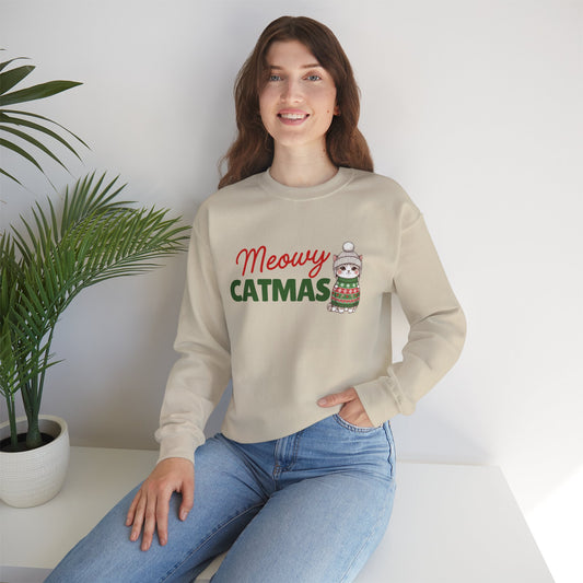 Meowy Catmas Sweatshirt — Cute Holiday Cat Christmas Crewneck