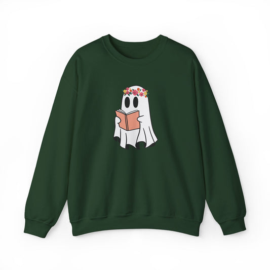 Ghosty Reading - Floral Crown Crewneck Sweatshirt
