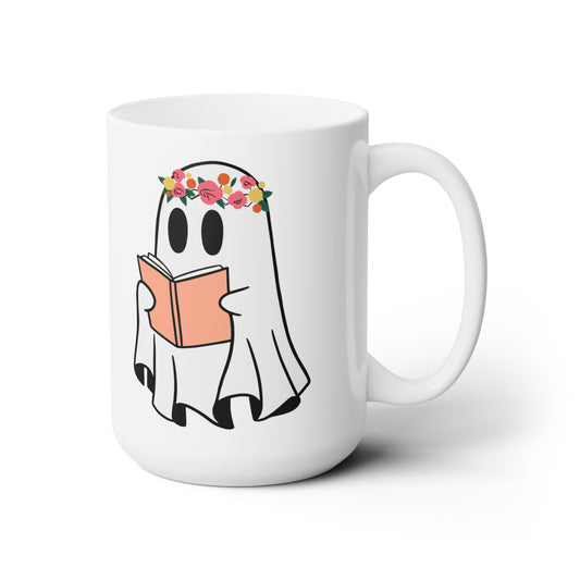 Ghosty Reading - Floral Crown (Ceramic Mug 15oz)