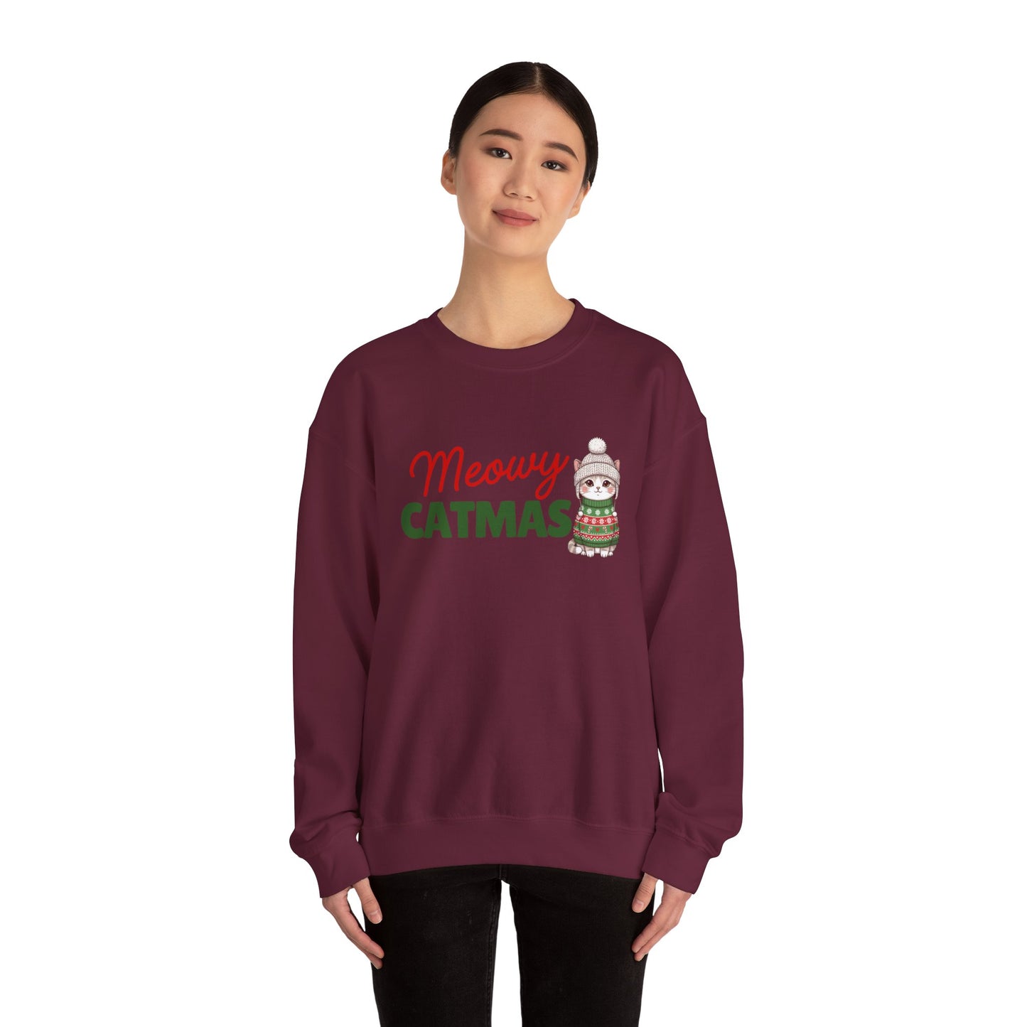 Meowy Catmas Sweatshirt — Cute Holiday Cat Christmas Crewneck